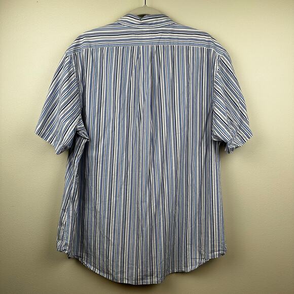 Ralph Lauren Striped Button Down Short Sleeve Custom Fit Preppy Blue Men's XXL - Picture 4 of 10